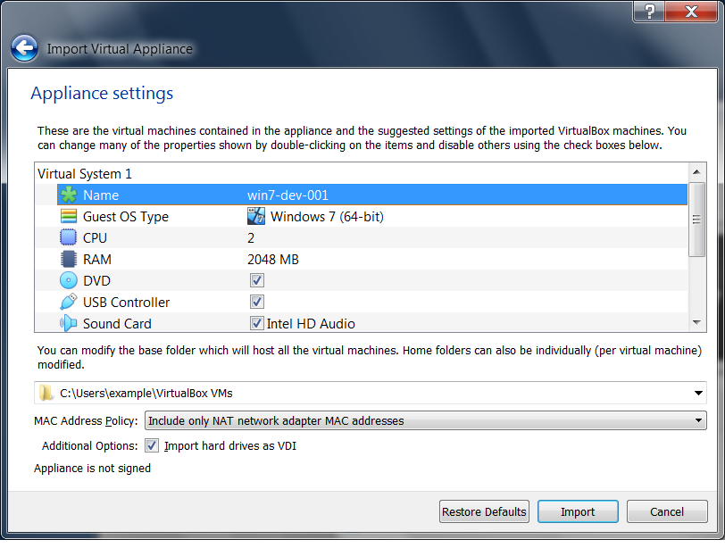 virtualbox settings for running mac on windows